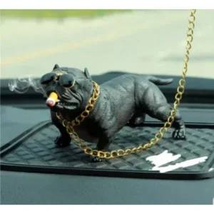 Taş Dekor Pitbull Biblo Zincirli Siyah